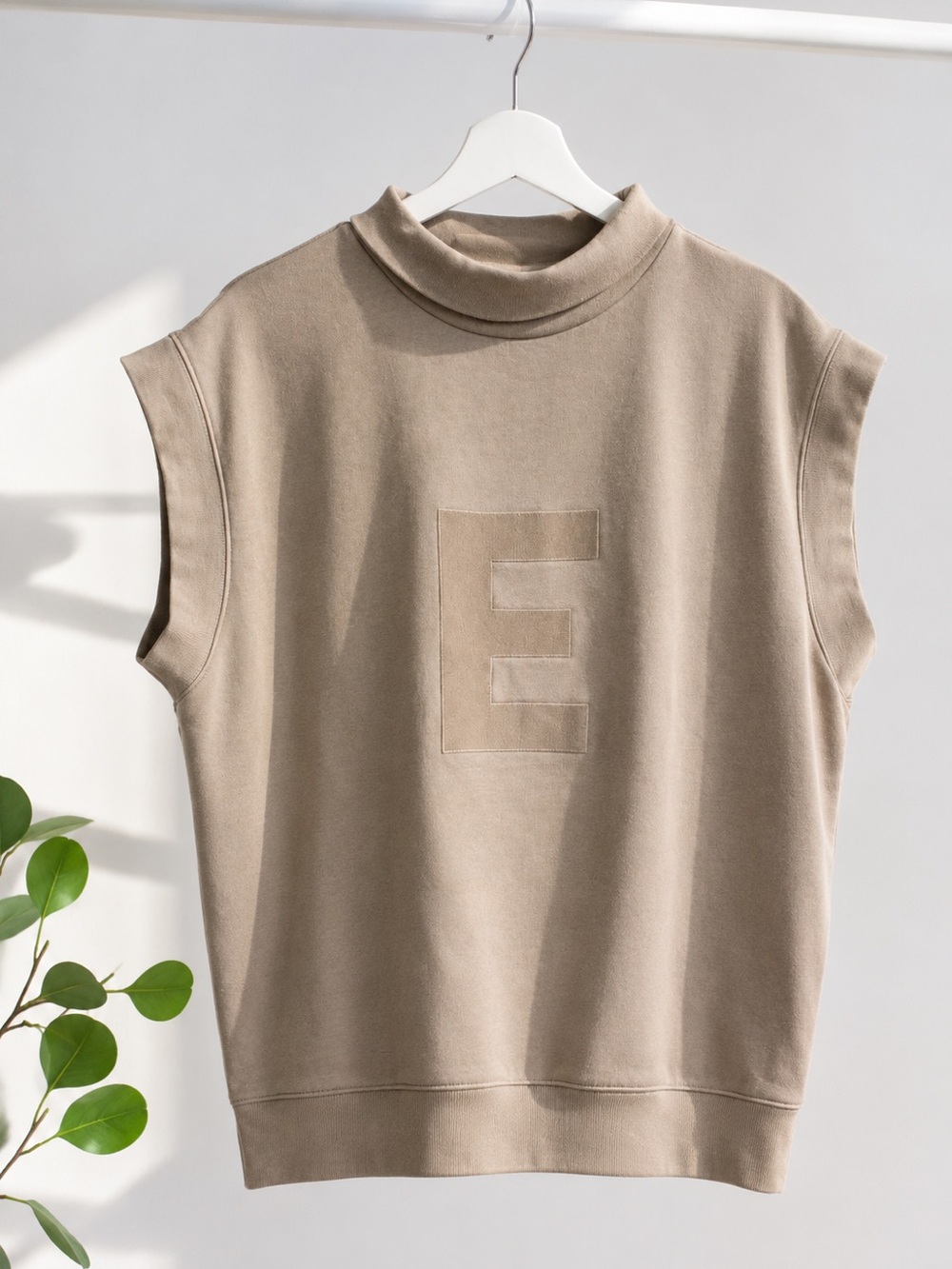 Fear of God Essentials “E” Mock Neck Sweatshirt Vest Women’s Size S Taupe
